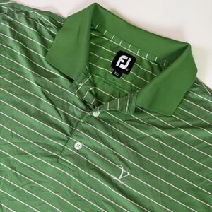 Footjoy Performance Golf Polo Short Sleeve Shirt Men's XL Green Pink Striped
